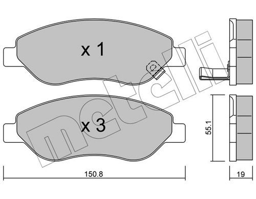 24550 METELLI with acoustic wear warning Thickness 1: 19,0mm Brake pads 22-0777-0 buy