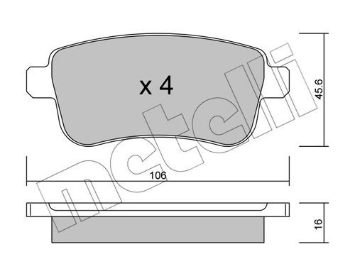 24820 METELLI excl. wear warning contact, not prepared for wear indicator Thickness 1: 16,0mm Brake pads 22-0818-0 buy