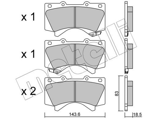 24386 METELLI with acoustic wear warning Thickness 1: 18,5mm Brake pads 22-0821-0 buy