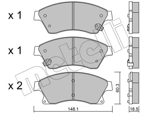 25031 METELLI with acoustic wear warning Thickness 1: 18,5mm Brake pads 22-0838-0 buy