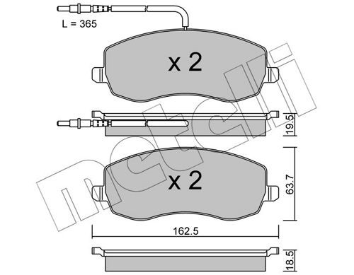 METELLI 22-0847-0 Brake pad set incl. wear warning contact
