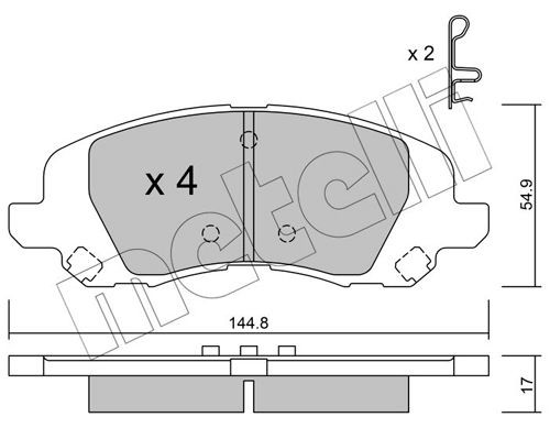 22-0861-0 METELLI Brake pad set DODGE excl. wear warning contact, not prepared for wear indicator