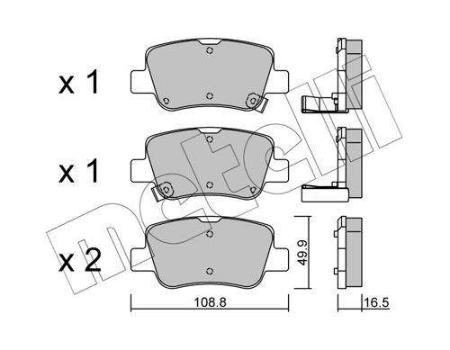 24885 METELLI with acoustic wear warning Thickness 1: 16,5mm Brake pads 22-0881-0 buy