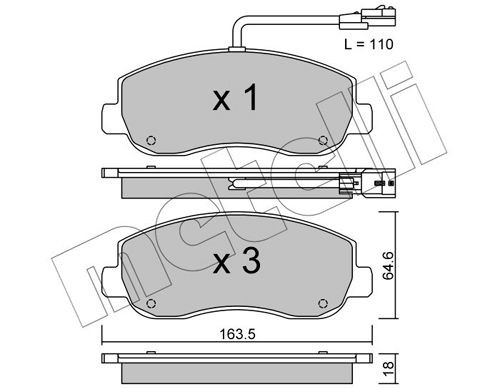 25147 METELLI incl. wear warning contact Thickness 1: 18,0mm Brake pads 22-0898-0 buy