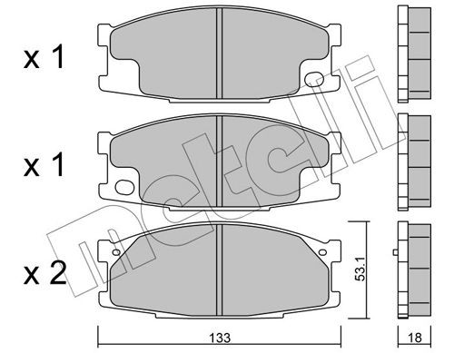23501 METELLI excl. wear warning contact Thickness 1: 18,0mm Brake pads 22-0909-0 buy