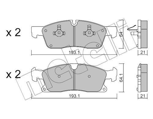 25192 METELLI prepared for wear indicator Thickness 1: 21,0, 21mm, Thickness 2: 21mm Brake pads 22-0927-4 buy