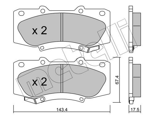 Toyota HILUX Pick-up Set of brake pads 9266125 METELLI 22-0937-0 online buy