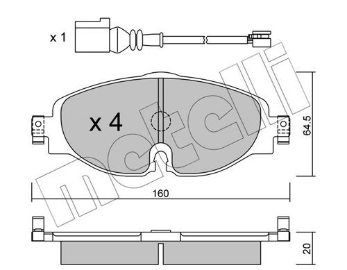 25086 METELLI incl. wear warning contact Thickness 1: 20,0mm Brake pads 22-0950-0K buy