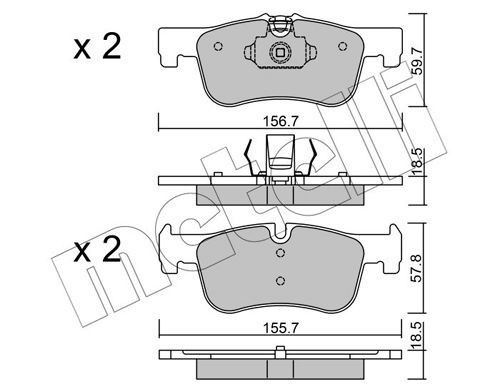 METELLI 22-0959-0 Brake pad set prepared for wear indicator