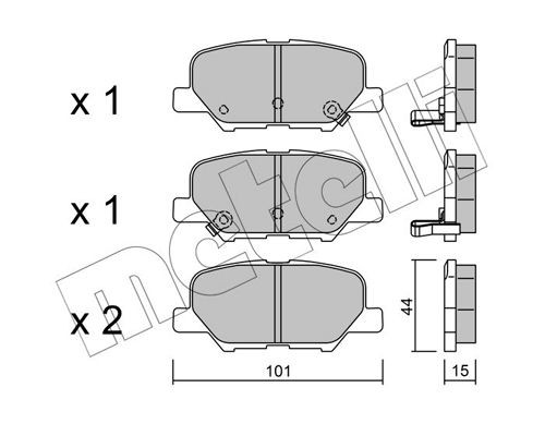 25688 METELLI with acoustic wear warning Thickness 1: 15,0mm Brake pads 22-0995-0 buy
