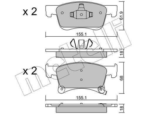 Opel CORSA Set of brake pads 9266285 METELLI 22-1035-0 online buy