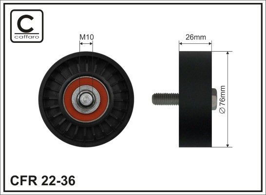 CAFFARO 22-36 Deflection / Guide Pulley, v-ribbed belt
