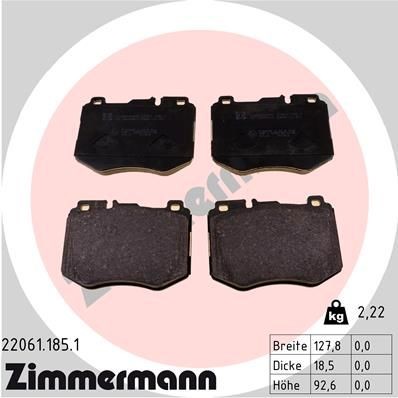 22061.185.1 ZIMMERMANN Brake pad set MERCEDES-BENZ prepared for wear indicator, Photo corresponds to scope of supply