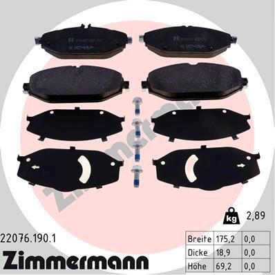 ZIMMERMANN 22076.190.1 Brake pad set prepared for wear indicator, with bolts/screws, Photo corresponds to scope of supply