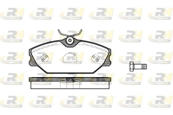 ROADHOUSE 2208.00 Brake pad set Front Axle, with bolts/screws, with adhesive film, with accessories, with spring