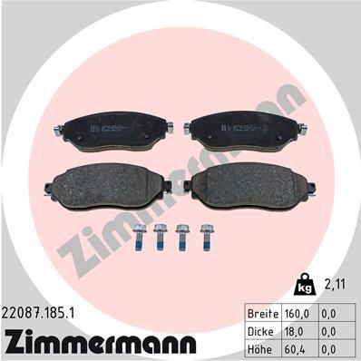 Original ZIMMERMANN 22087 Disc brake pads 22087.185.1 for OPEL SENATOR