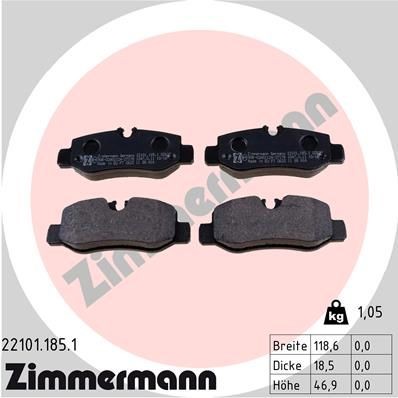 Original 22101.185.1 ZIMMERMANN Disc brake pads MERCEDES-BENZ