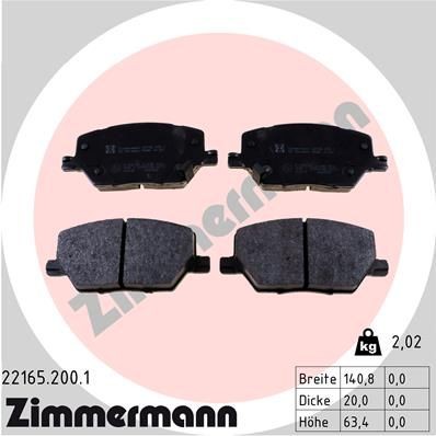 22165.200.1 ZIMMERMANN Brake pad set JEEP with acoustic wear warning, Photo corresponds to scope of supply