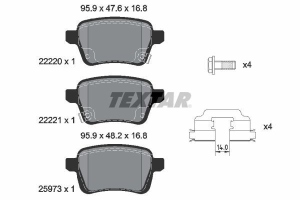 Original TEXTAR 22220 Disc brake pads 2222001 for OPEL ADAM