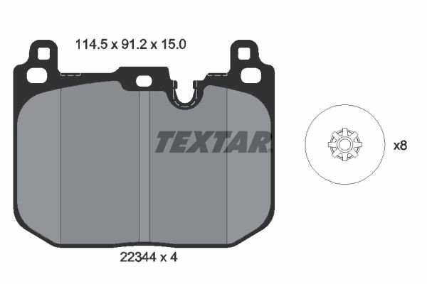 TEXTAR 2234401 Brake pad set prepared for wear indicator, with accessories