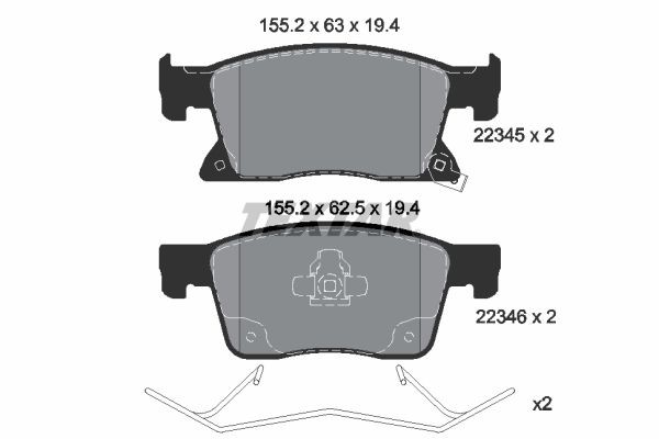 TEXTAR 2234501 Brake pad set with acoustic wear warning, with accessories