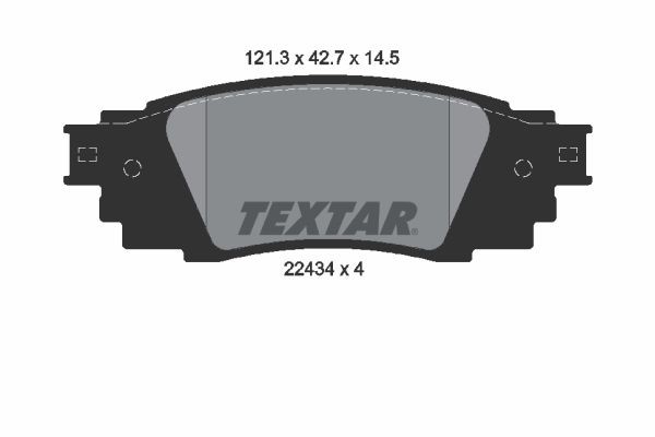 22434 TEXTAR not prepared for wear indicator Height: 42,7mm, Width: 121,3mm, Thickness: 14,5mm Brake pads 2243401 buy
