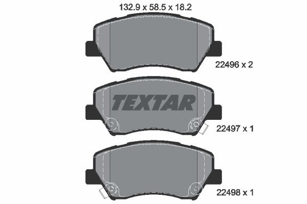 22496 TEXTAR with acoustic wear warning Height: 58,5mm, Width: 133mm, Thickness: 18,2mm Brake pads 2249601 buy