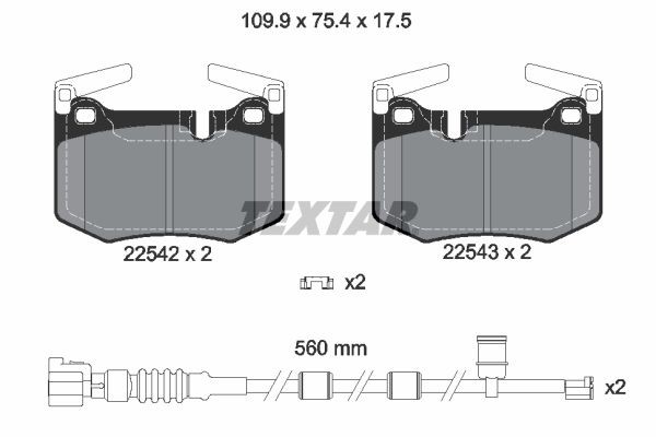 Original 2254201 TEXTAR Brake pad set LEXUS