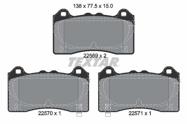 TEXTAR 2256901 Brake pad set with acoustic wear warning