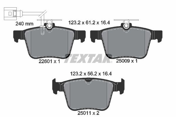 TEXTAR 2260101 Brake pad set with integrated wear warning contact