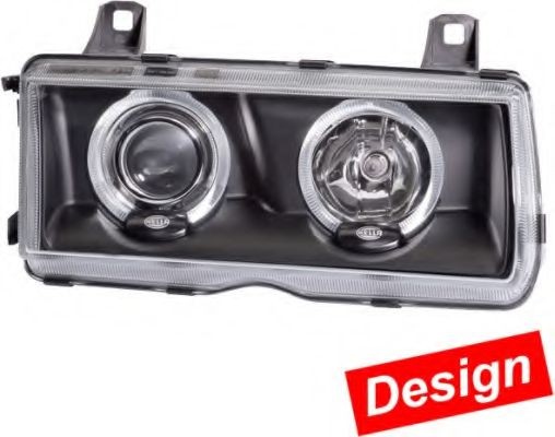 E1 1593 HELLA Left, H7/H7, DE, FF, Halogen, 12V, black, with low beam, with high beam, for right-hand traffic, E1 1593, ECE Left-hand/Right-hand Traffic: for right-hand traffic Front lights 1AL 008 875-111 buy