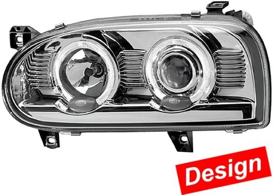 HELLA 1AL 009 213-021 Headlight Right, H7/H7, Dual Headlight, Halogen, 12V, Crystal clear, white, with position light, with high beam, with low beam, for right-hand traffic, with bulb, without motor for headlamp levelling, ECE