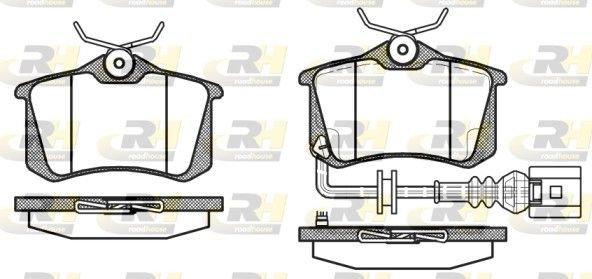 ROADHOUSE 2263.41 Brake pad set Rear Axle, incl. wear warning contact, with adhesive film, with accessories, with spring