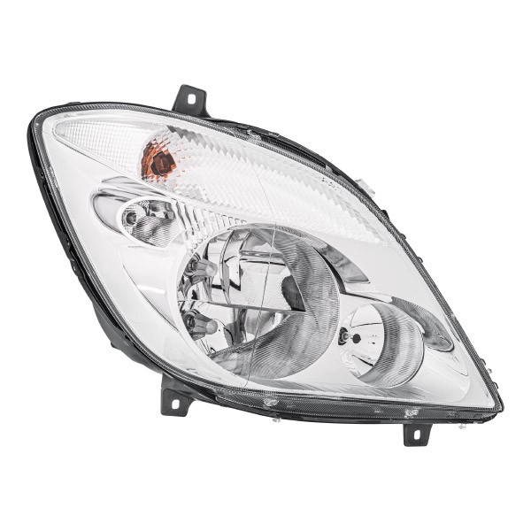 HELLA 1EB 247 012-061 Headlight Right, PY21W, W5W, H7/H7/H7, FF, Halogen, 12V, with front fog light, with low beam, with indicator, with position light, with high beam, for right-hand traffic, with bulbs, with motor for headlamp levelling