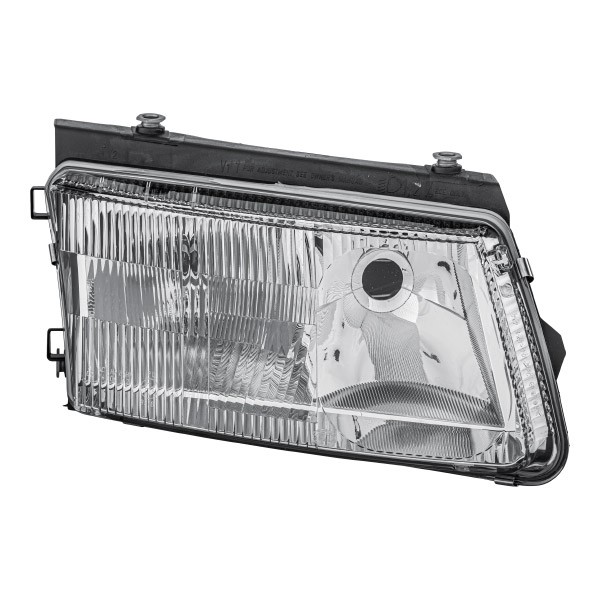 HELLA 1EF 007 520-061 Headlight Right, W5W, H7/H4, H7, H4, Halogen, Triple Headlight, FF, 12V, with high beam, with front fog light, with position light, for right-hand traffic, without direction indicator, with bulbs, without motor for headlamp levelling