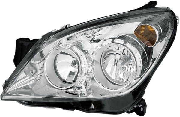 HELLA 1EG 270 370-621 Headlight Right, H7/H1, H21W, W5W, H7, H1, Halogen, 12V, Crystal clear, with high beam, with indicator, with position light, for right-hand traffic, without bulbs, with motor for headlamp levelling