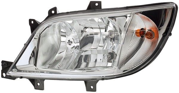 HELLA 1EH 247 005-011 Headlight Left, H7/H1, H7, H1, Halogen, 12V, Crystal clear, without front fog light, with low beam, with indicator, with position light, for right-hand traffic, with bulbs, with motor for headlamp levelling