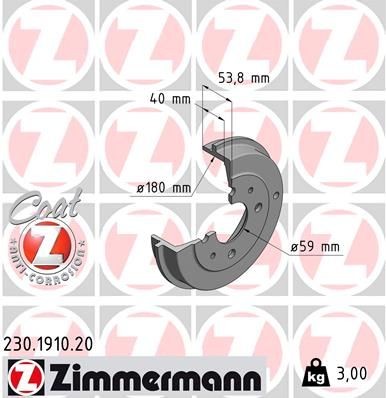 ZIMMERMANN COAT Z 214mm Rim: 4-Hole Drum Brake 230.1910.20 buy