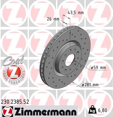 ZIMMERMANN SPORT COAT Z 230.2385.52 Brake disc 52017292