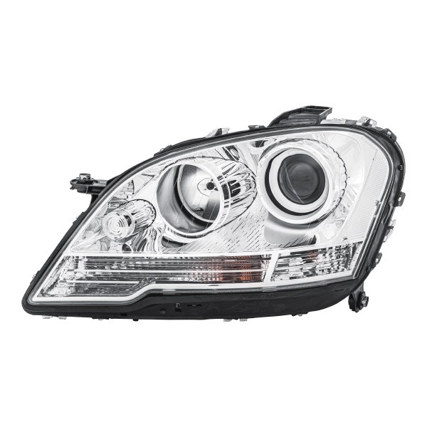 HELLA 1EL 263 064-011 Headlight Left, PY21W, WY5W, H7/H7, W5W, Halogen, FF, DE, 12V, with high beam, with indicator, with low beam, with position light, with side marker light, for right-hand traffic, without bulbs, with motor for headlamp levelling