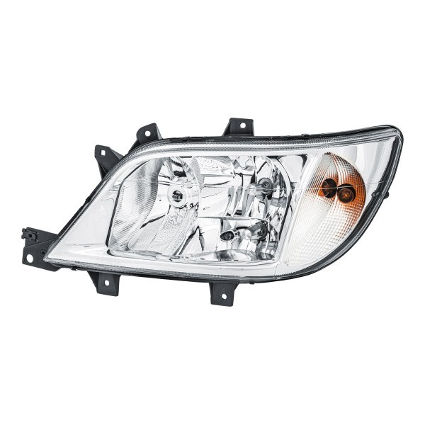 HELLA 1LH 246 047-071 Headlight Left, W5W, PY21W, H7/H3/H7, Halogen, 12V, white, with low beam, with indicator, with position light, with high beam, with front fog light, for left-hand traffic, with bulbs, with motor for headlamp levelling