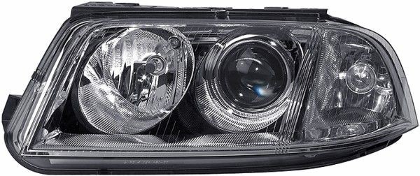 HELLA 1LL 008 350-041 Headlight Right, H7/H7, PY21W, W5W, DE, Halogen, FF, Asymmetric, 12V, white, with indicator, with high beam, with low beam, with position light, for left-hand traffic, with motor for headlamp levelling, with bulbs