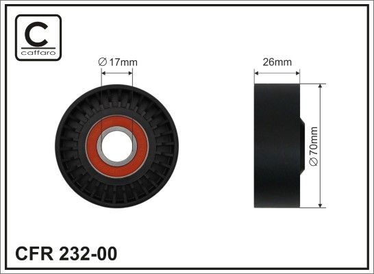 CAFFARO Ø: 70mm, Width: 26mm Tensioner pulley, v-ribbed belt 232-00 buy