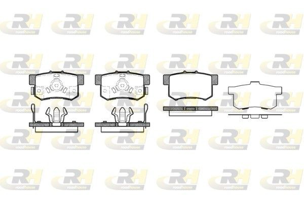 ROADHOUSE 2325.04 Brake pad set Rear Axle, incl. wear warning contact, with adhesive film, with accessories, with spring