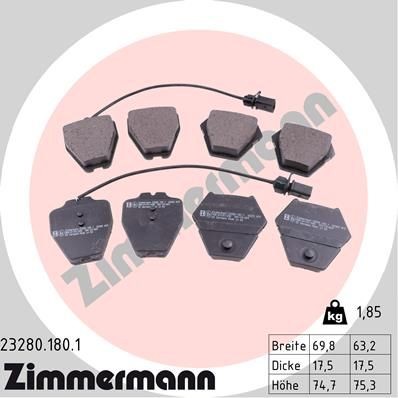 Great value for money - ZIMMERMANN Brake pad set 23280.180.1