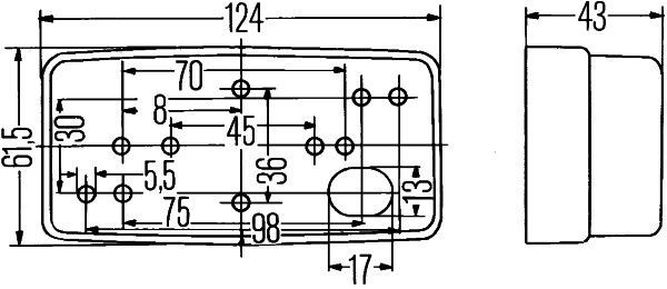 2PS004361-001 Side Marker Light E4 23152 HELLA R5W, Left, Right, 24, 12V, Screw Connection, mounting