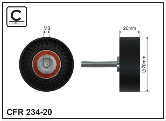 OEM-quality CAFFARO 234-20 Deflection / Guide Pulley, v-ribbed belt