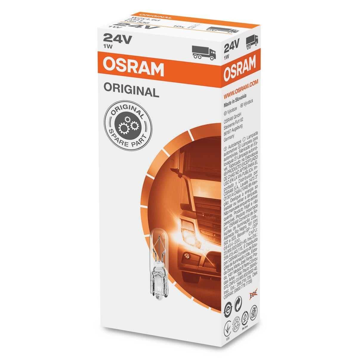 OSRAM ORIGINAL LINE Sockelglühlampe, 24V, 1W, ORIGINAL Glühlampe, Innenraumleuchte 2341 kaufen