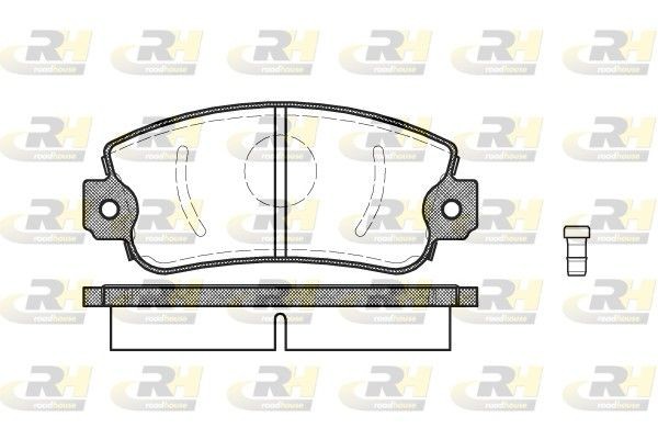 ROADHOUSE 2372.02 Brake pad set Front Axle, incl. wear warning contact, with adhesive film, with accessories, with spring