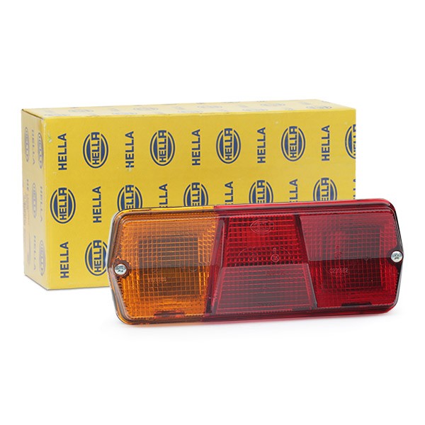 HELLA E1 43322 Back lights Left, P21W, R10W, black, 12, 24V, without bulbs, with bulb holder